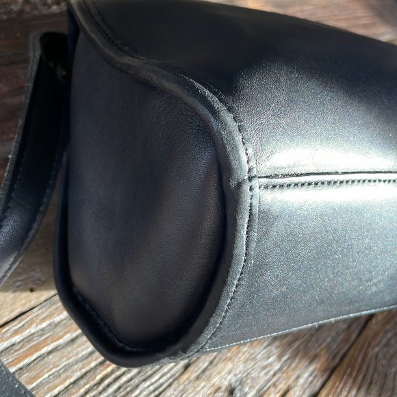 Post Pouch black leather satchel cross body purse EUC - Picture 7 of 12